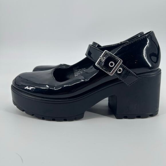Seychelles Mary Black Patent Shoes Chunky Heel Lug Sole Platform Womens Size 6 - Picture 5 of 12